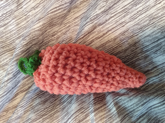 A crocheted carrot. Yup. A Carrot for Tweetingway